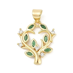 Настоящее золото 18K Стойка металлическая латунная микропрофилированная кубическая циркония подвески, без свинца и без кадмия, долговечный, лист прелести, реальный 18 k позолоченный, 19.5x16.5x2.5 мм, отверстие : 4.5 мм