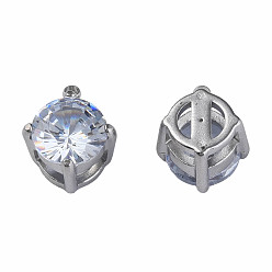 Нержавеющая Сталь Цвет 201 многожильные звенья из прозрачного кубического циркония из нержавеющей стали, плоско-круглые, цвет нержавеющей стали, 11.5x10x7 мм, отверстие : 2 мм