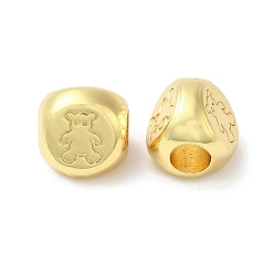 Медведь Экологически чистые стеллажи с латунным покрытием из европейского бисера, долговечный, без свинца и без кадмия, бусины с большим отверстием, боб, реальный 18 k позолоченный, медведь, 11x11x12 мм, отверстие : 5 мм