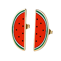 Золотой 304 серьги из нержавеющей стали эмаль, арбуз, слева и справа, золотые, 30 мм