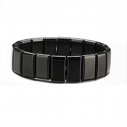 Rectangle Браслеты из синтетических немагнитных гематитовых бусин для мужчин, прямоугольные, 7.48 дюйм (19 см)