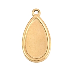 Teardrop 304 Настройки кабошон из нержавеющей стали кулон, золотые, слеза, 22.5x12x2 мм, отверстие : 1.6 мм