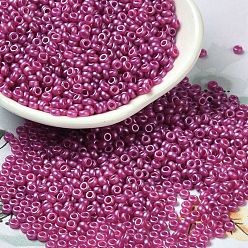 Фиолетовый Выпечка краска стеклянные бусины, пончик, фиолетовые, 8/0, 2.5~3x1~1.5 мм, отверстие : 1~1.2 мм, около 40909шт/1фунт