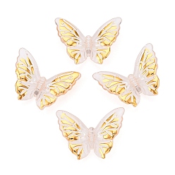 Прозрачный Прозрачные акриловые бусины, золотой металл обвитыми, бабочка, прозрачные, 27.5x36.5x8.5 мм, отверстие : 1.8 мм, Около 256 шт / 500 г