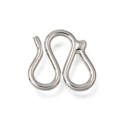 Platinum Brass M-Hook Clasps, Rack Plating, Platinum, 11.5x12x1.4mm