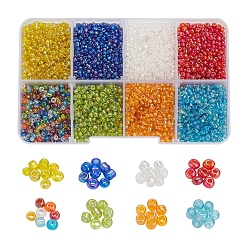 Mixed Color 120g 8 Colors Round Glass Seed Beads, Transparent Colours Rainbow, Round, Mixed Color, about 15g/color