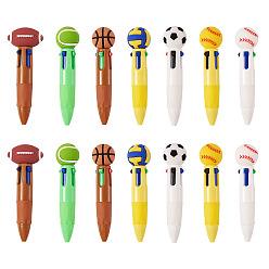 Mixed Shapes 14Pcs 7 Styles Plastic Sports 4-in-1 Ballpoint Pen, Mixed Shapes, 87.5~90x21~32x18.5~21mm, 2pcs/style