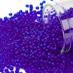 (8F) Transparent Frost Dark Sapphire TOHO Round Seed Beads, Japanese Seed Beads, (8F) Transparent Frost Dark Sapphire, 11/0, 2.2mm, Hole: 0.8mm, about 50000pcs/pound