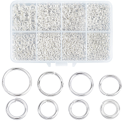 Серебро 1450 шт. 8 стили 304 соединительные кольца из нержавеющей стали, открытые кольца прыжок, металлические разъемы для поделок ювелирных изделий и брелков, серебряные, 4~8x0.6~0.8 мм, внутренний диаметр: 2.8~6.4 мм