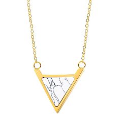 Золотой Ожерелья с подвеской в виде перевернутого треугольника из нержавеющей стали и синтетического говлита для женщин, золотые, 17.72 дюйм (45 см)