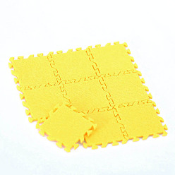 Желтый 9 шт. тканевые мини-коврики для сращивания, детские ковры, аксессуары для домашнего кукольного домика с микро-ландшафтом, притворяясь опорными украшениями, желтые, 35x35x2 мм