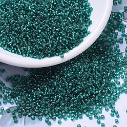 (RR2425) Silverlined Teal MIYUKI Round Rocailles Beads, Japanese Seed Beads, 11/0, (RR2425) Silverlined Teal, 11/0, 2x1.3mm, Hole: 0.8mm, about 5500pcs/50g