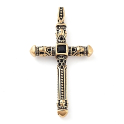 Античное Золото Ионное покрытие (ip) тибетский стиль 304 подвески из нержавеющей стали, крестик, античное золото , 54x29x6.2 мм, отверстие : 5~6.5 мм