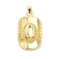 Настоящее золото 18K Латунные подвески, шляпные прелести, долговечный, без кадмия и без свинца, реальный 18 k позолоченный, 30x18x7 мм, отверстие : 4x3 мм