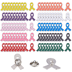(52) Непрозрачная лаванда 100 шт. 3 стили розовая лента эмалированная булавка для осведомленности о раке груди, значок из платинового сплава для рюкзака, разноцветные, 25.5~26x20.5~26x1.5 мм, 10 шт / стиль