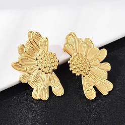 Настоящее золото 14K 304 из нержавеющей стали серьги, ионное покрытие (ip), цветок, слева и справа, реальный 14 k позолоченный, 50x33 мм