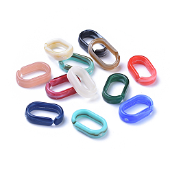 Color mezclado Anillos de enlace de acrílico, conectores de enlace rápido, estilo de imitación de piedras preciosas, para hacer cadenas de cable, oval, color mezclado, 18.5x11.5x5 mm, medida interior: 14x7 mm, sobre 1130 pcs / 500 g