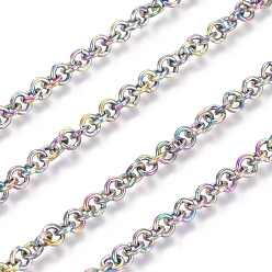 Rainbow Color Ионное покрытие (ip) 304 роликовая цепь из нержавеющей стали, отрыгивающая цепь, с катушкой, несварные, Радуга цветов, Коннекторы : 4x0.9 мм, около 32.8 футов (10 м) / рулон