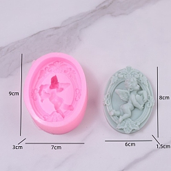 Rose Nacré Moules à bougies en silicone de qualité alimentaire, ange bricolage, statue, moules à bougies d'aromathérapie, Moules de fabrication de bougies parfumées, sculpture de portrait, perle rose, 9x7x3 cm