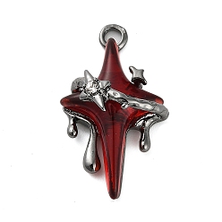 Темно-Красный Подвески сплава cmолы, звезда, с петлей, темно-красный, 32x19x11 мм, отверстие : 3 мм