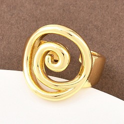 Настоящее золото 18K Латунь манжеты кольца, вихревые, реальный 18 k позолоченный, 19.5 мм