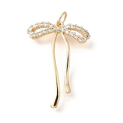 Настоящее золото 14K Латунные микро проложить кубического циркония подвески, бантом, с целью перехода в кольце, долговечный, без кадмия и без свинца, стойки покрытие, реальный 14 k позолоченный, 28x20x3 мм