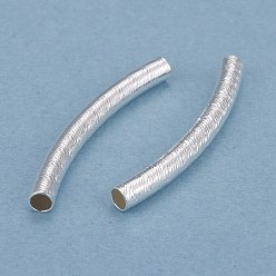 925 Sterling Silver Plated Brass Tube Beads, Long-Lasting Plated, Curved Beads, Tube, 925 Sterling Silver Plated, 29.5x3mm, Hole: 2mm