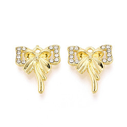 Light Gold Подвески из сплава и страза, бантом прелести, золотой свет, 19x16x4 мм, отверстие : 1.8 мм