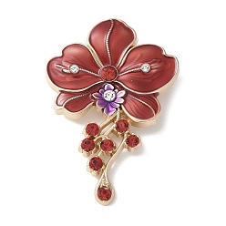 Коричневый Цветочные эмалевые булавки, Броши из сплава со стразами для рюкзака, коричневые, 58.5x41 мм
