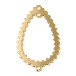 Real 24K Gold Plated Brass Chandelier Component Links, Lace Edged Teardrop, 3-Hole, Real 24K Gold Plated, 25.5x16x0.9mm, Hole: 1.4mm