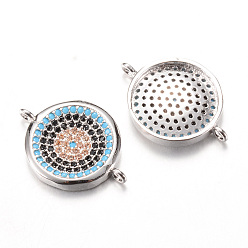 Платина Латунные микро проложить кубических ссылки циркония, плоско-круглые, платина, 19x14x2.5 мм, отверстие : 1 мм