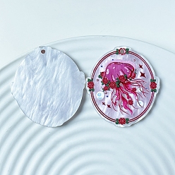 Орхидея Овальные акриловые подвески, медуза, сиреневые, 40x36 мм