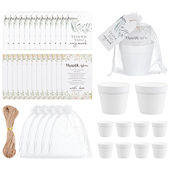 (52) Непрозрачная лаванда Свадебные принадлежности, включая бумажные благодарственные открытки, пластиковые имитационные цветочные горшки для украшения витрин, подарочные пакеты из органзы и бумажные бирки для подарков, разноцветные, 100x60x0.3 мм