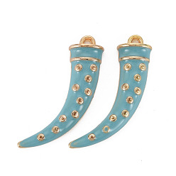 Темно-бирюзовый Стойки обшивки сплава эмали подвески, без кадмия, без никеля и без свинца, перец, золотой свет, темные бирюзовый, 28x19x4 мм, отверстие : 1.5 мм