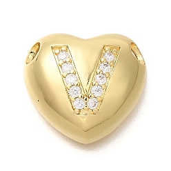 Letter V Стойка металлическая латунная микропрофилированная кубическая циркония подвески, без кадмия и без свинца, сердце с подвесками в виде буквы az, реальный 18 k позолоченный, Буква V, 14.5x16x6 мм, отверстие : 3 мм