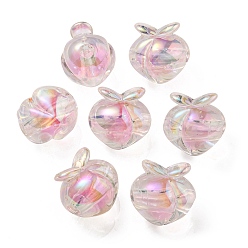 Pearl Pink UV Plating Rainbow Iridescent Acrylic Beads, Two Tone Bead in Bead, Peach, Pearl Pink, 18x17.5x16mm, Hole: 3.5mm