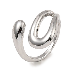 Платина Покрытие стойки латунные полые каплевидные открытые манжетные кольца, долговечный, без свинца и без кадмия, платина, внутренний диаметр: 17 мм