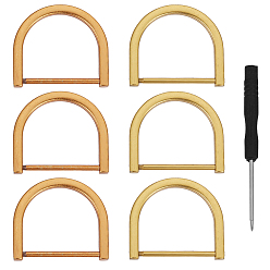 Золотой 6шт. застежки-скобы с D-образным кольцом из сплава, с 1минимальной металлической отверткой для ПК, для изготовления пакетов, золотые, 41.5x47x4.5 мм