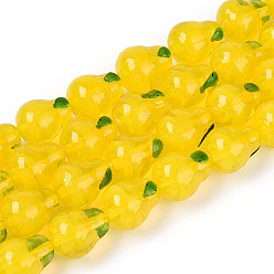 Желтый Бусины лэмпворк , грушевые обереги, желтые, 14~15x11.5~12x11.5~12 мм, отверстие : 0.9~1.2 мм, около 20 шт / нитка, 11.22~11.42'' (28.5~29 см)