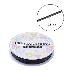 Black Elastic Crystal Thread, Stretchy String Bead Cord, for Beaded Jewelry Making, Black, 0.8mm, about 10.93 yards(10m)/roll