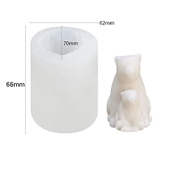 Blanc Moule en silicone de qualité alimentaire, bougie ours, bricolage, pour la fabrication de bougies, blanc, 6.2x7x6.6 cm, Diamètre intérieur: 3.8x5.5x5.8 cm