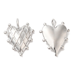 Платинированный Латунные подвески, без кадмия, без никеля и без свинца, сердце с подвеской в виде ромба, Реальная платина, 19x14x4 мм, отверстие : 2x3.4 мм