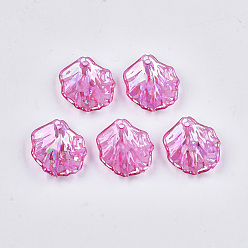Темно-Розовый Прозрачные акриловые подвески, AB цвет, лист, темно-розовыми, 19x17x4~5 мм, Отверстие : 1.2 мм , около 1360 шт / 500 г