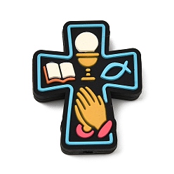 Cross Пищевые экологически чистые силиконовые фокусные шарики, чёрные, крестик, 30.5x25x7.5 мм, отверстие : 2 мм