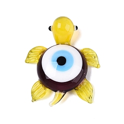 Светло-хаки Декоративная фигурка черепахи ручной работы из стекла с оберегом от сглаза., для домашнего украшения рабочего стола, светлый хаки, 37.5~40x32~33x12~13.5 мм