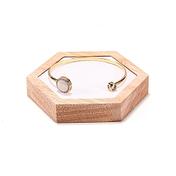 Шестиугольник Бархатные и деревянные шкатулки, браслет дисплей, шестиугольник, 10x8.7x1.8 см