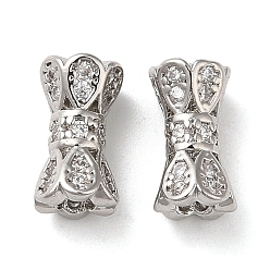 Платина Латунные микро проложить кубического циркония бусы, без кадмия, без никеля и без свинца, колонка, платина, 10x5 мм, отверстие : 0.9 мм