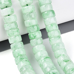 Аквамарин Окрашенные природные белый нефрит бисер пряди, диск, Heishi бусы, аквамарин, 10~10.5x4.5~6.5 мм, отверстие : 1~1.2 мм, около 60~78 шт / нитка, 14.57~15.16'' (37~38.5 см)