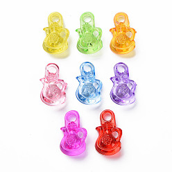 Mixed Color Transparent Acrylic Pendants, Pot, Mixed Color, 19.5x11x6.5mm, Hole: 3mm, about 1170pcs/500g