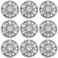 Платина 10шт. 1пуговицы с отверстиями из цинкового сплава со стразами на ножке, плоско-круглые, платина, 20 мм